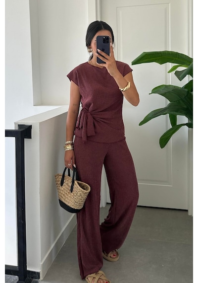 Paw Garage Kadın Sienna 4 Mevsim Bordo Bağlama Detaylı Krinkıl Kumaş Bluz Pantolon Takım Bordo Paw Garage Kadın Sienna 4 Mevsim Bordo Bağlama Detaylı Krinkıl Kumaş Bluz Pantolon Takım Bordo