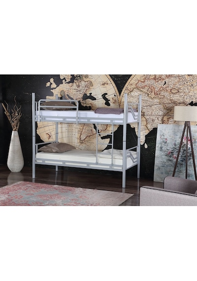 Ranzaci Solid Ranza 90x190 Genç Çocuk Yatak Odası Metal Ranza Gri