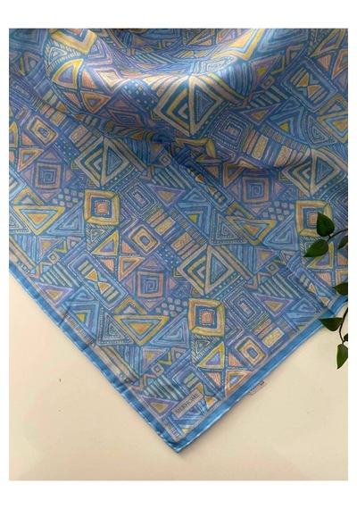 Silk Home Hiyeroglif Desen Soft Pamuk Eşarp Açık Mavi