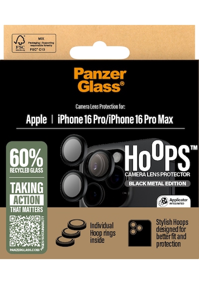 Panzerglass Hoops Apple Uyumlu iPhone 16 Pro 16 Pro Max 17 Pro Siyah Kamera Lens Koruyucu