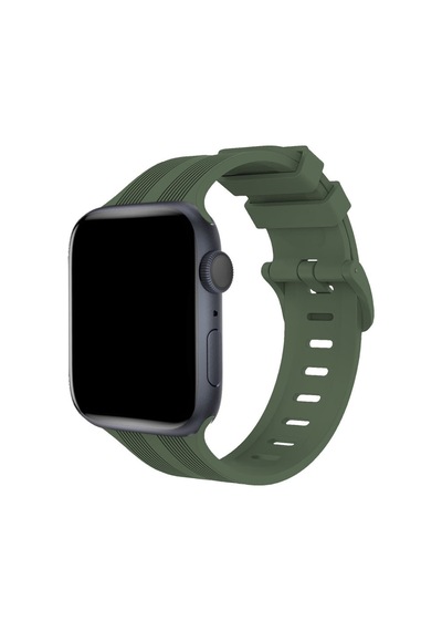 Watch 38mm Kr408 Çizgili Silikon Kordon - Koyu Yeşil