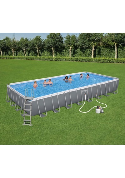 Bestway Power Steel Gölgelikli Prefabrik Dikdörtgen Yer Üstü Havuz Seti 956 Cm X 488 Cm X 132 Cm Bw600