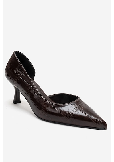 Luvishoes Arel Kahverengi Baskı Kadın Topuklu Ayakkabı