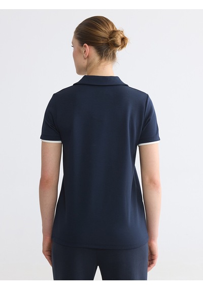 Lcw Comfort Lacivert Polo Yaka Kadın Tişört