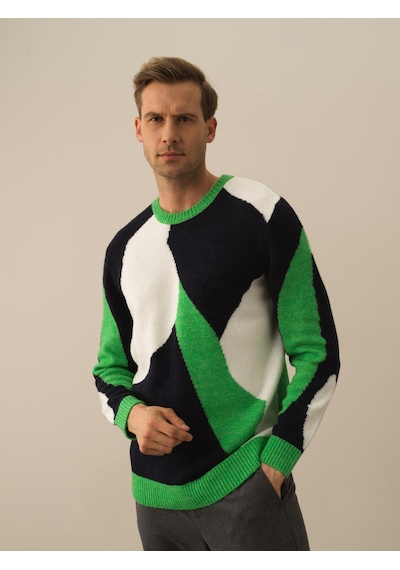Xint Yeşil Regular Fit Bisiklet Yaka Kazak 801755