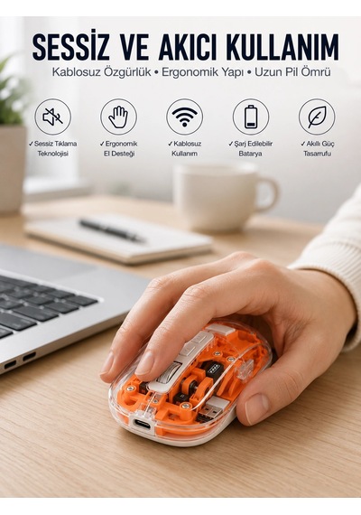 Kablosuz Mouse Fare 5.0 Bluetooth Bağlantılı Usb Girişli Yeni Nesil Najmaddin