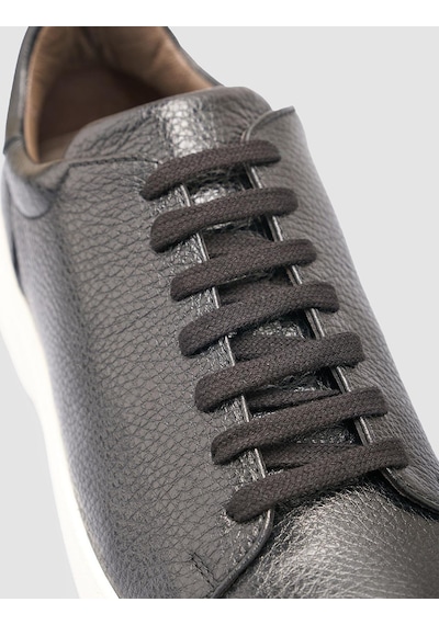 %100 Hakiki Deri Siyah Erkek Sneaker Siyah