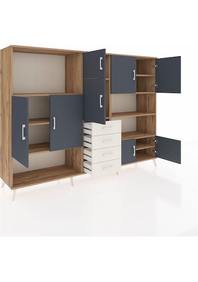 Hyperion Dolap 9 Raflı 4 Çekmeceli 8 Kapaklı 220x44x163 Çam-antra Çam-antrasit/aytaşı Hyperion Dolap 9 Raflı 4 Çekmeceli 8 Kapaklı 220x44x163 Çam-antra Çam-antrasit/aytaşı