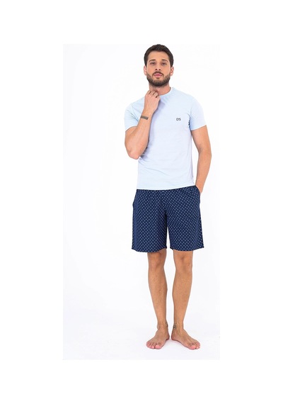 D's Damat 25003 Erkek Dokuma Şort Takım Mavi
