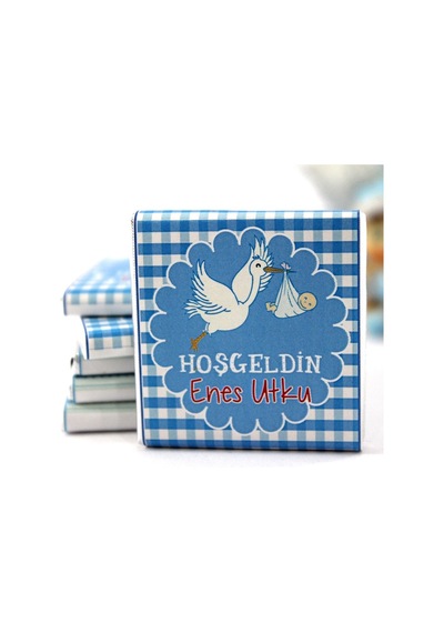 Dark Brown Hoşgeldin Bebek Çikolatası İsim Yazılabilen Hediye Çikolata EBK17 48 Adet