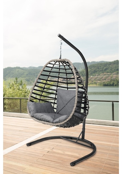 Tu Tienda Rattan Tek Kişilik Bahçe Balkon Ev Salıncağı,antrasit Gri