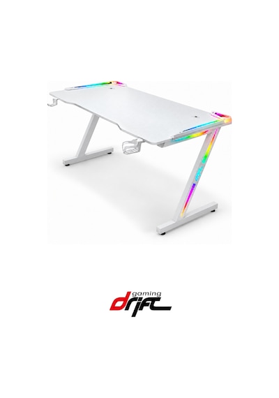 Aura White Rgb Led Li Beyaz Oyuncu Masası 160 70 Cm