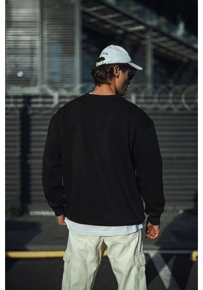 Mbb E-ticaret Erkek Pamuklu Bisiklet Yaka 3 İplik Basic Sweatshirt - Siyah