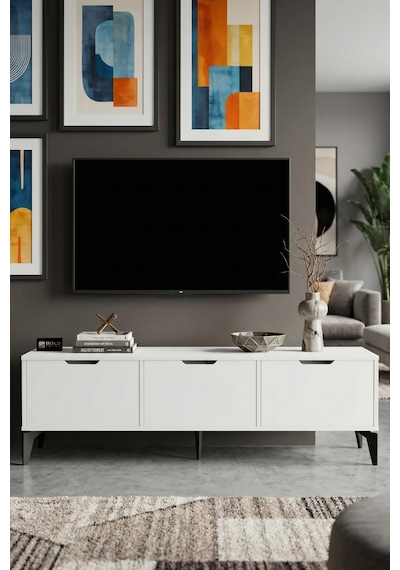 Beyaz Suntalam Tv Sehpası 160x35 Cm