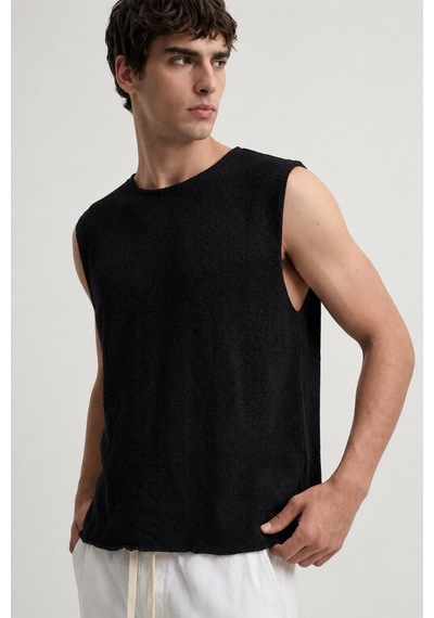Antioch Relax Fit Dokulu Erkek Kolsuz T-shirt A26y9457 Siyah