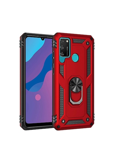 Newface - 418 - Huawei Y6p Kılıf Sofya Yüzüklü Silikon Kapak - Csmo-tex - - Kırmızı