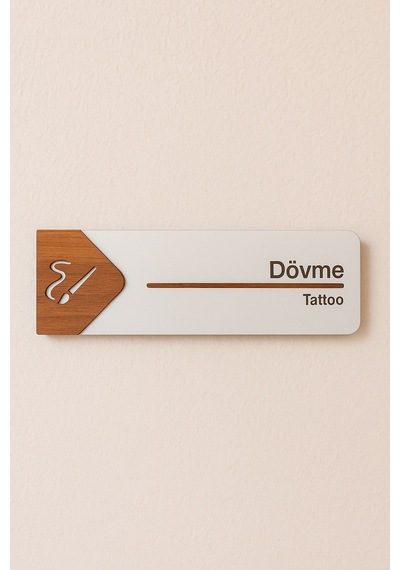 Dövme Ofis Oda Kapı İsimliği Yönlendirme Tabelası Levhası Kişiselleştirilebilir