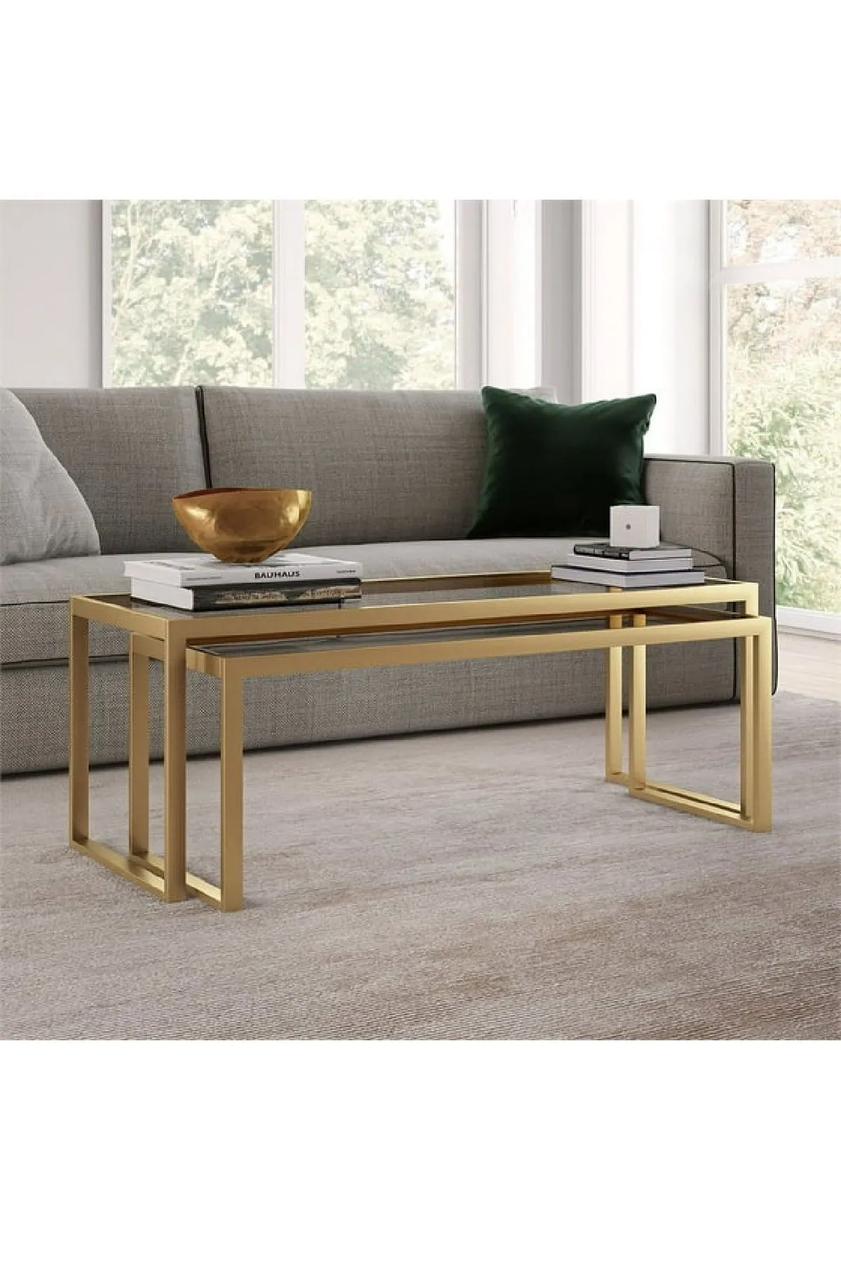 Modern 2 Li Metal Iskeletli Temper Camlı Zigon Orta Sehpa Gold-şeffaf Modern 2 Li Metal Iskeletli Temper Camlı Zigon Orta Sehpa Gold-şeffaf