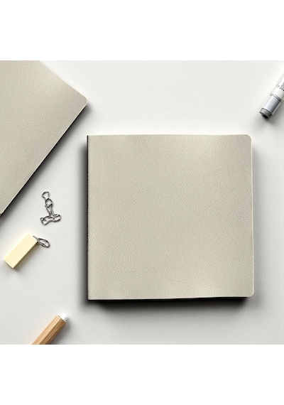 Defter, Noktalı Not Defteri Pu Deri Not Defteri 16,5x16,5 Cm, 96 Yaprak 192 Sayfa , 90 Gr Kırık Beyaz