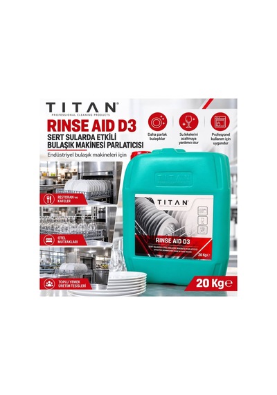 Tıtan Rınse Aıd D3 20 Kg Sert Sularda Etkili Endüstriyel Bulaşık Makinesi Parlatıcısı - 939619894