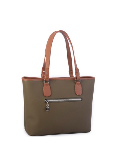 Nas Bag Kadın Omuz Çantası Spor Şık Ayarlanabilir Omuz Askılı Haki Taba Kum Lacste 33x27x12 Cm Haki