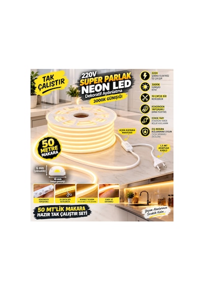 50 Metre 3000k Günışığı 220v Neon Led Şerit ,tak Çalıştır Set, Fişli Anahtarlı Esnek Şerit Led, ,turuncu Led,mutfak,tezgah Ledi,led Şerit Işık ,ambiyans Işık Havuzu, Kendinden Yapışkanlı,günışığı Led 50 Metre 3000k Günışığı 220v Neon Led Şerit ,tak Çalıştır Set, Fişli Anahtarlı Esnek Şerit Led, ,turuncu Led,mutfak,tezgah Ledi,led Şerit Işık ,ambiyans Işık Havuzu, Kendinden Yapışkanlı,günışığı Led