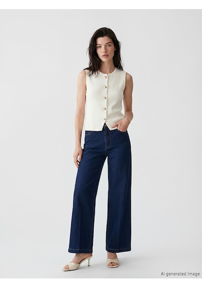 Lcw Comfort İndigo Wideleg Fit Kadın Jean Pantolon