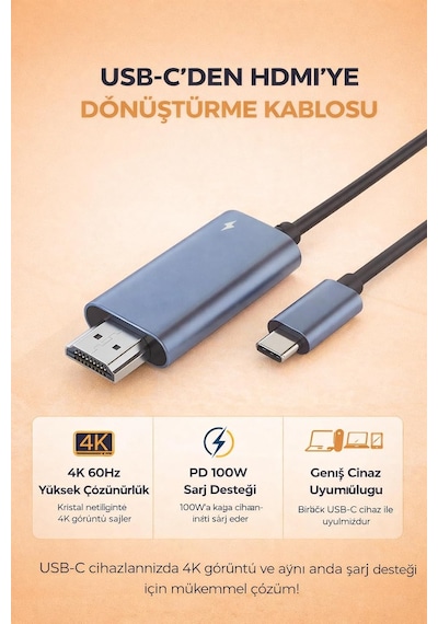Usb-c To Hdmı Kablo 4k 60hz Switch 2 İle Uyumlu, Macbookile Uyumlu, İpad İle Uyumlu Ve Telefonlar İçin Hd Görüntü Ve Power Delivery 100w Şarj Desteği Type-c - Hdtv Bağlantısı Zr1160 Usb-c To Hdmı Kablo 4k 60hz Switch 2 İle Uyumlu, Macbookile Uyumlu, İpad İle Uyumlu Ve Telefonlar İçin Hd Görüntü Ve Power Delivery 100w Şarj Desteği Type-c - Hdtv Bağlantısı Zr1160