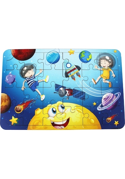 Ahşap Uzay Puzzle - Bebekleri İçin Puzzle - Ahşap Yapboz Oyuncak - Oyuncak Yap-boz - 24 Parça Puzzle 1 Adet