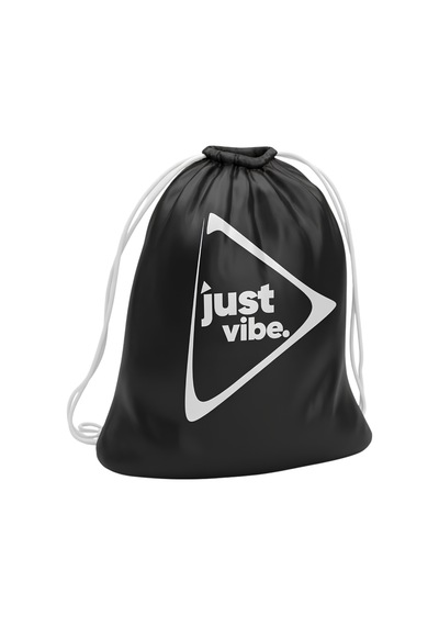 Just Nutrition Just İpli Bez Spor Çantası Siyah Büzgülü Sırt Çantası Beyaz Askılı Baskılı Spor Çantası