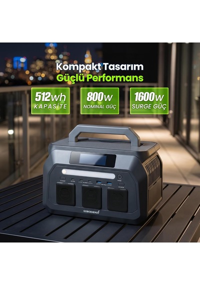 Goboenergy P800 512wh Lifepo4 Taşınabilir Güç İstasyonu, 800w Sürekli 1600w Tepe Güç, 600w Hızlı Şarj, 300w M