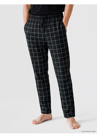 LC Waikiki Lc Waıkıkı Siyah Regular Fit Ekose Desenli Erkek Pijama Altı