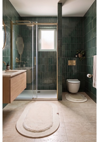 Banyo Paspası Takımı 60x100+40x60 Cm Düz Bej & Krem Bej - Krem