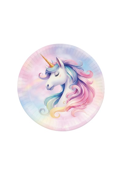 Pembe Unicorn Figürlü 8'li Tabak Bardak Set Tüm Yaşlar