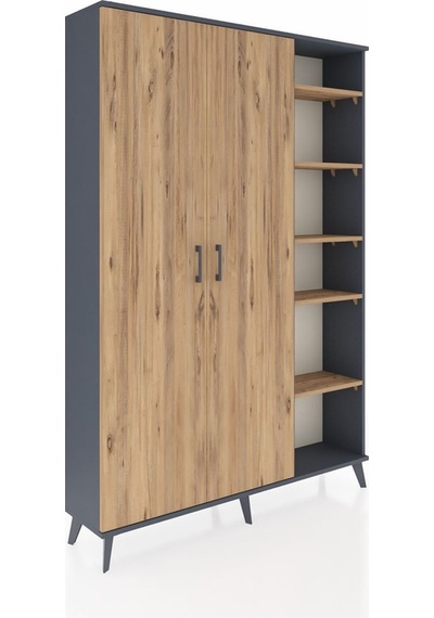 Arges Dolap 7 Raflı 2 Kapaklı Tek Askılı 132x30x195 Antrasit-çam/çam Atlas Çam/atlas Çam Arges Dolap 7 Raflı 2 Kapaklı Tek Askılı 132x30x195 Antrasit-çam/çam Atlas Çam/atlas Çam