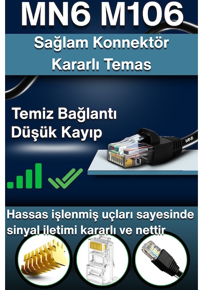Mn6 M106 Cat6 Utp Ethernet Kablosu 35 Metre, Dış Mekan Uv Korumalı Çift Katmanlı Pe+pvc 0.50mm