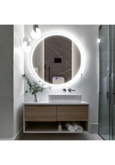 Orbit Led'li Kumlamalı Lavabo & Banyo Aynası Dokunmatik Sensörlü 80 X 80 Beyaz
