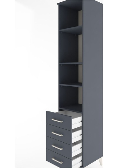 Hyperion Dolap 4 Raflı 4 Çekmeceli 44x44x221 Antrasit-antrasit Antrasit
