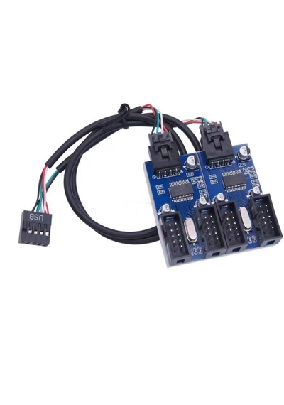 6091 Anakart İç Usb Hub 9 Pin Header 1x4 Çoğaltıcı Port Genişletici Panel Rgb Dişi