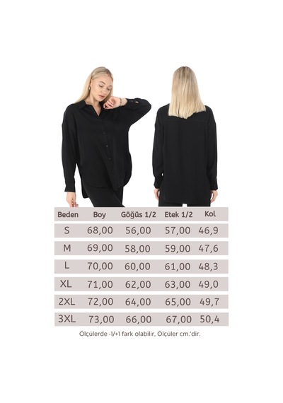 Penyebizden Flosh Viskon Oversize Gömlek-siyah