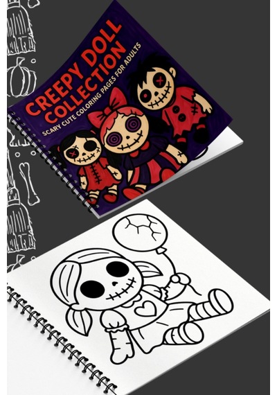 Creepy Doll Collection Bold And Easy 20x20 Cm Büyük Boyama Kitabı Çocuklar Yetişkinler