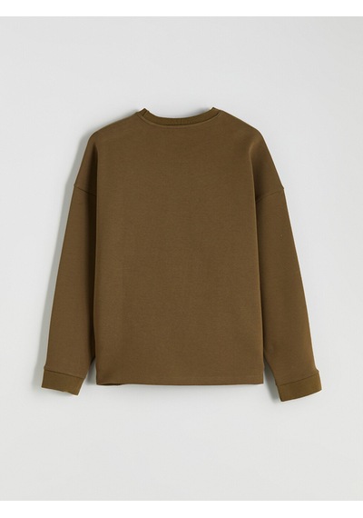 Lcw Vision Haki Bisiklet Yaka Oversize Kadın Sweatshirt