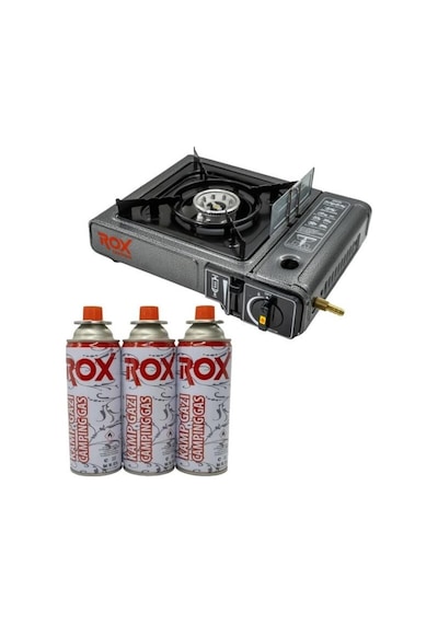 Rox Camping 0103 Tekli Portatif Kamp Ocak Rüzgarlıklı Ekstra Gaz Girişli - 3 Adet Rox Valfli Kamp Gazı Kartuş 227gr Hediyeli Antrasit Rox Camping 0103 Tekli Portatif Kamp Ocak Rüzgarlıklı Ekstra Gaz Girişli - 3 Adet Rox Valfli Kamp Gazı Kartuş 227gr Hediyeli Antrasit