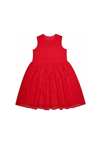 Fesshera Kids Kız Çocuk Dantel Elbise Bolero Ceket Takım 9-12 Yaş Kırmızı