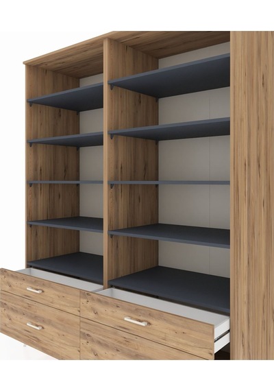 Kronos Gardrop 10 Raflı 4 Çekmeceli 4 Kapaklı 176x59x221 Çam-antrasit/çam Antrasit/çam Kronos Gardrop 10 Raflı 4 Çekmeceli 4 Kapaklı 176x59x221 Çam-antrasit/çam Antrasit/çam