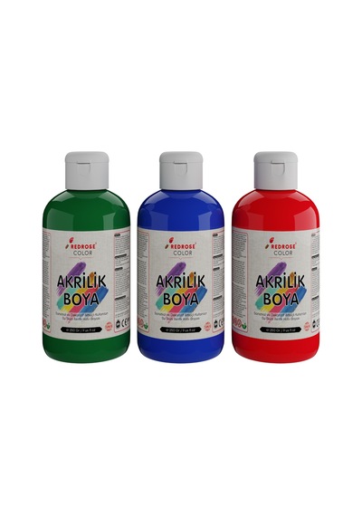 Red Rose Yeşil-mavi-kırmızı Akrilik Boya 3'lü Set 3 x 250 G