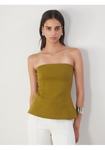Lcw Vision Haki Straplez Yaka Peplum Bluz