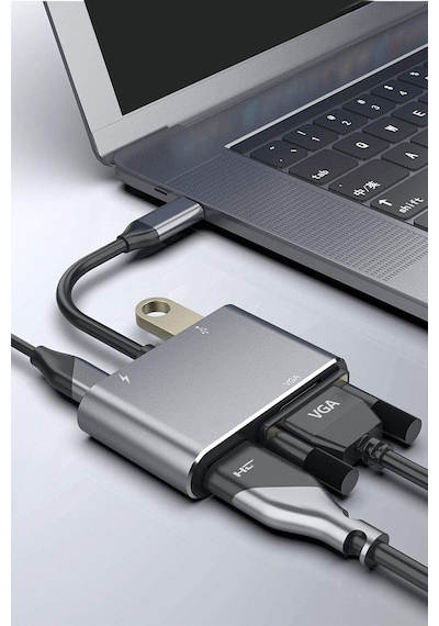 Type C Görüntü Dönüştürücü Adaptör 4k Hdmı Vga Usb 3.0 Pd Çoklayıcı Hub Projeksiyon Uyumlu