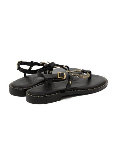 19 Black Sandalet Kadın 22082 Myconian 2025 Greek Sandal Siyah