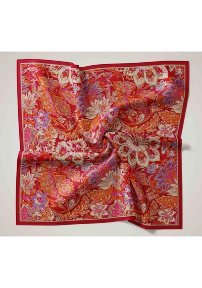Silk Home Olinda İpek Eşarp 47002-41 Parlak Turuncu, Füme, Gri, Hardal